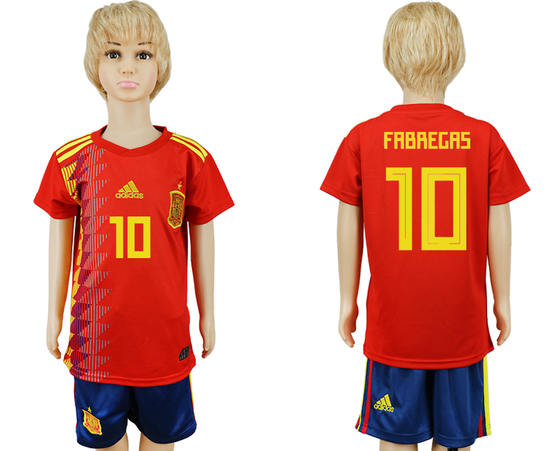 2018 maillot pour enfants SPAIN CHIRLDREN #10 FABREGAS